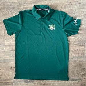 Ohio Bobcats Shirt Polo Mens Medium Green Adidas Dri-Fit Performance Golf Sports